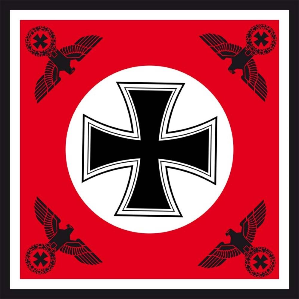 DR- Eisernes Kreuz mit vier Reichsadlern rot 120x120 cm